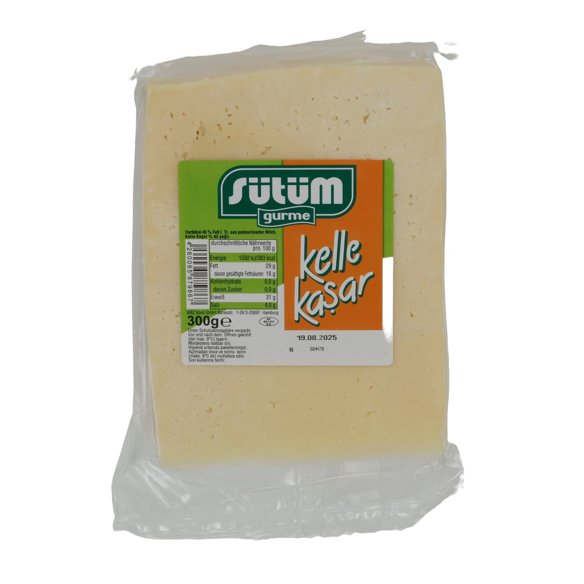 Kaşar-Käse Sütüm Kelle Kaşar | Traditionell | Türkischer Kaşar-Käse | 300 g SUETUEM